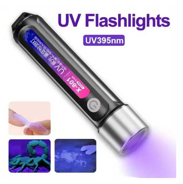 Portable LED UV Lamp Purple Light Flashlight Money Detector