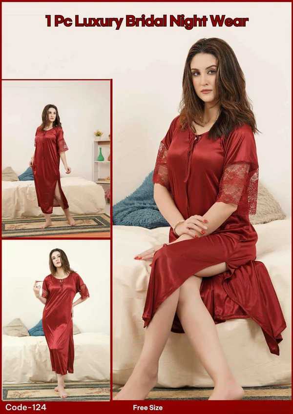 1Pcs Luxury Bridal Nightwear | Imported Long Nighty 1Pcs