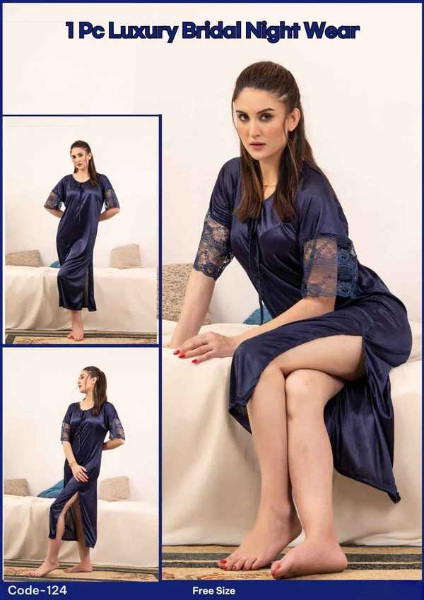 1Pcs Luxury Bridal Nightwear | Imported Long Nighty 1Pcs