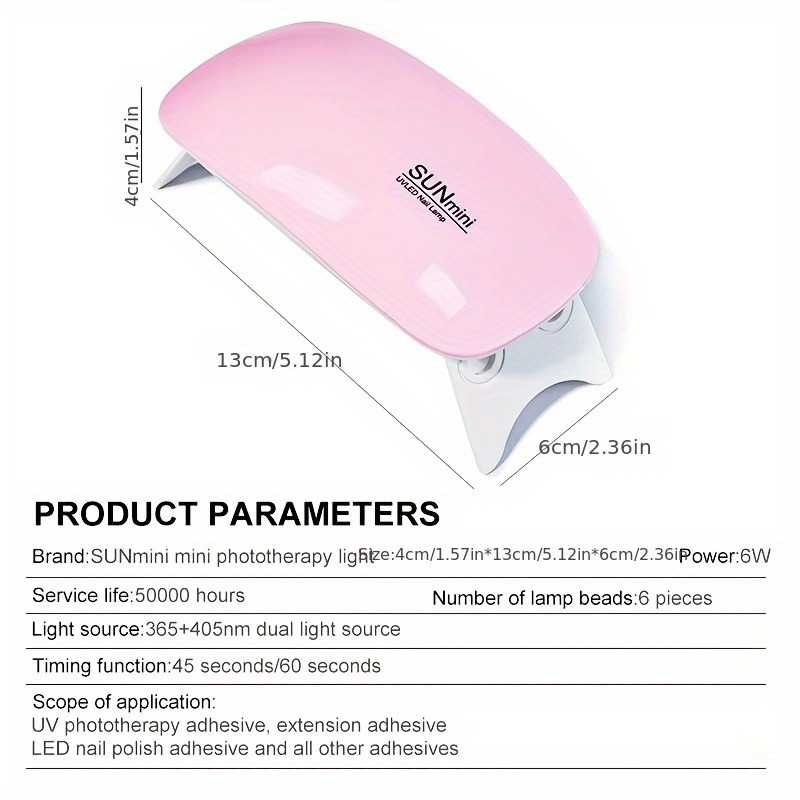 SUN Mini UV/LED Nail Lamp – 6W Portable Nail Dryer for Gel Polish
