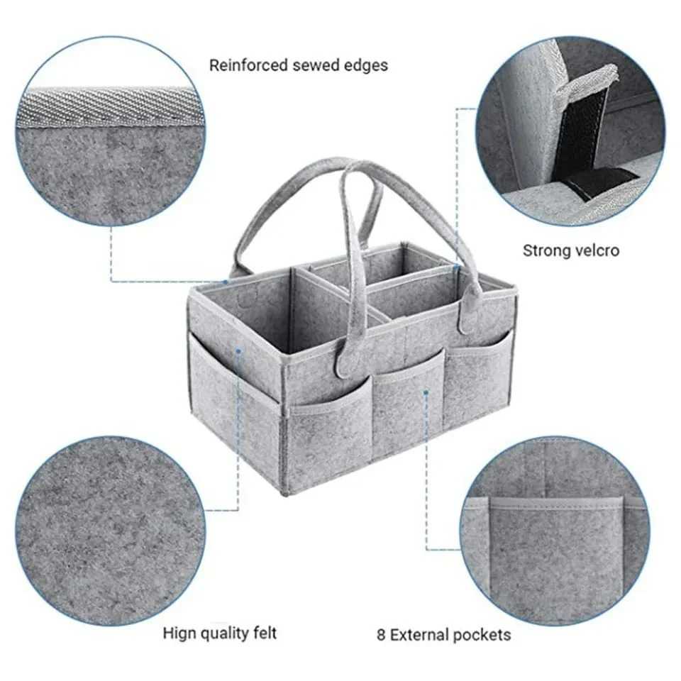 Baby Diaper Caddy Organizer – Portable Nursery Storage Basket with Dividers