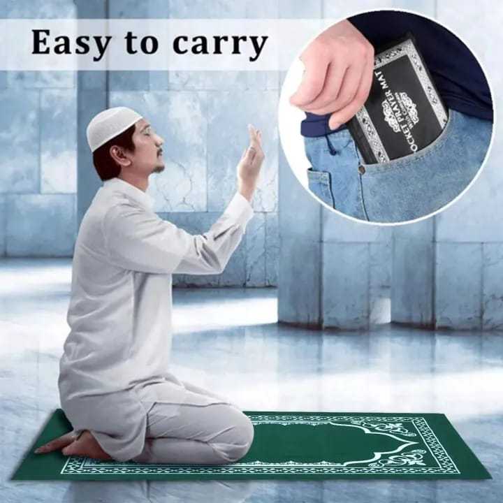 Portable Foldable Prayer Mat – Travel Janamaz with Pocket Carrying Case