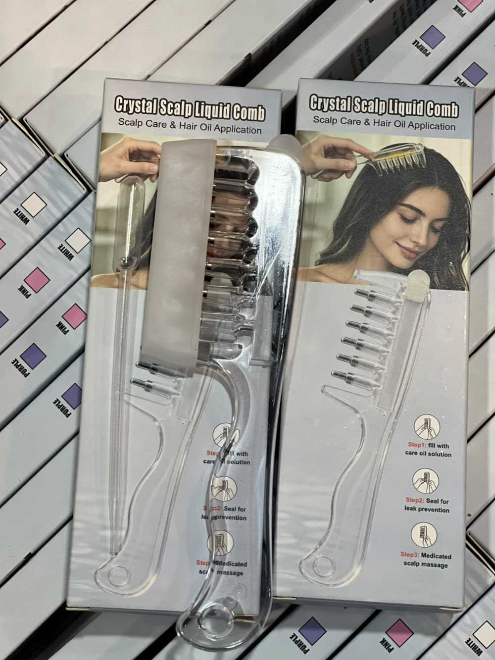 Crystal Scalp Oil Comb – Hair Root Applicator & Serum Massager Brush