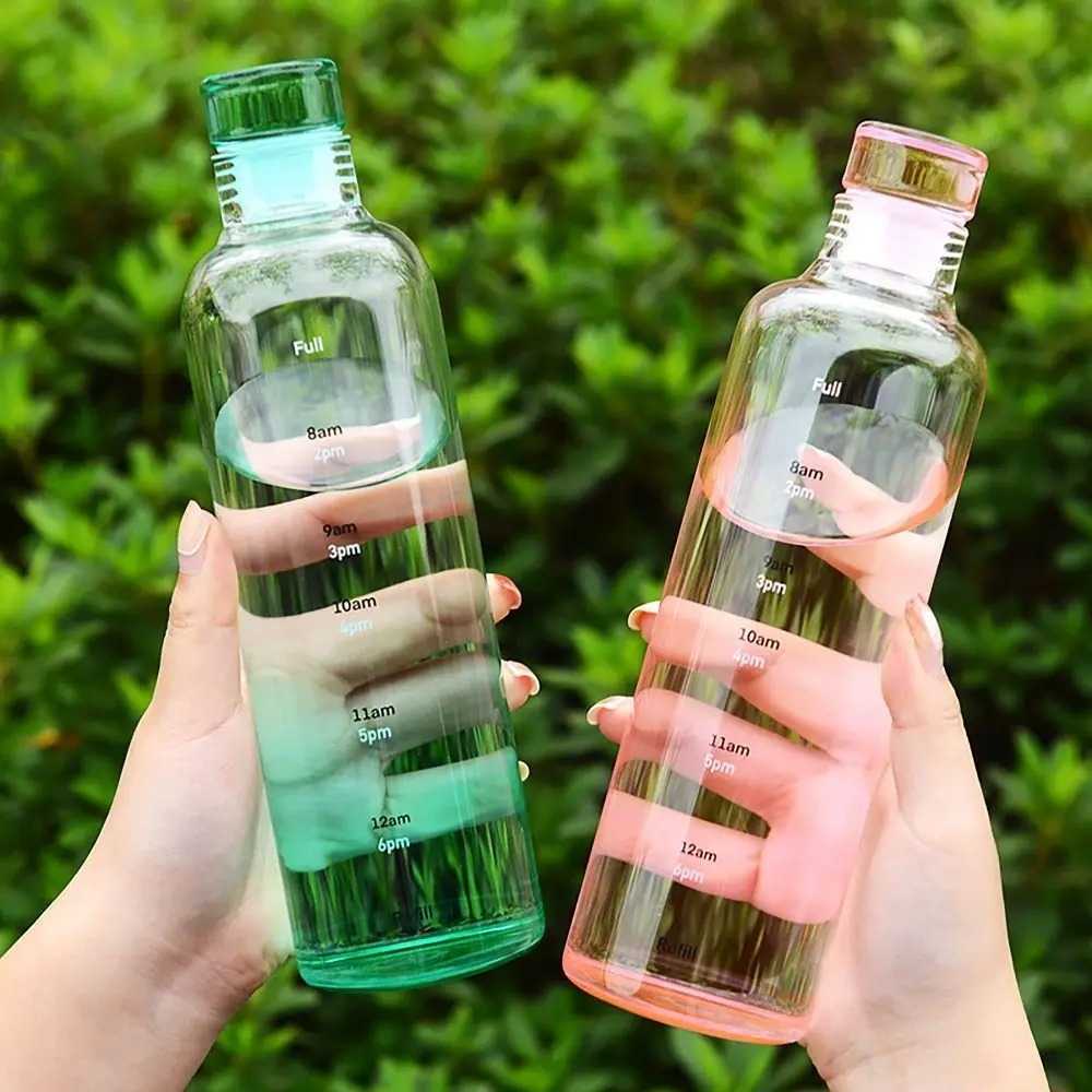 Water Bottle INS Style Timescale Transparent Tea Coffee Cup Leakproof