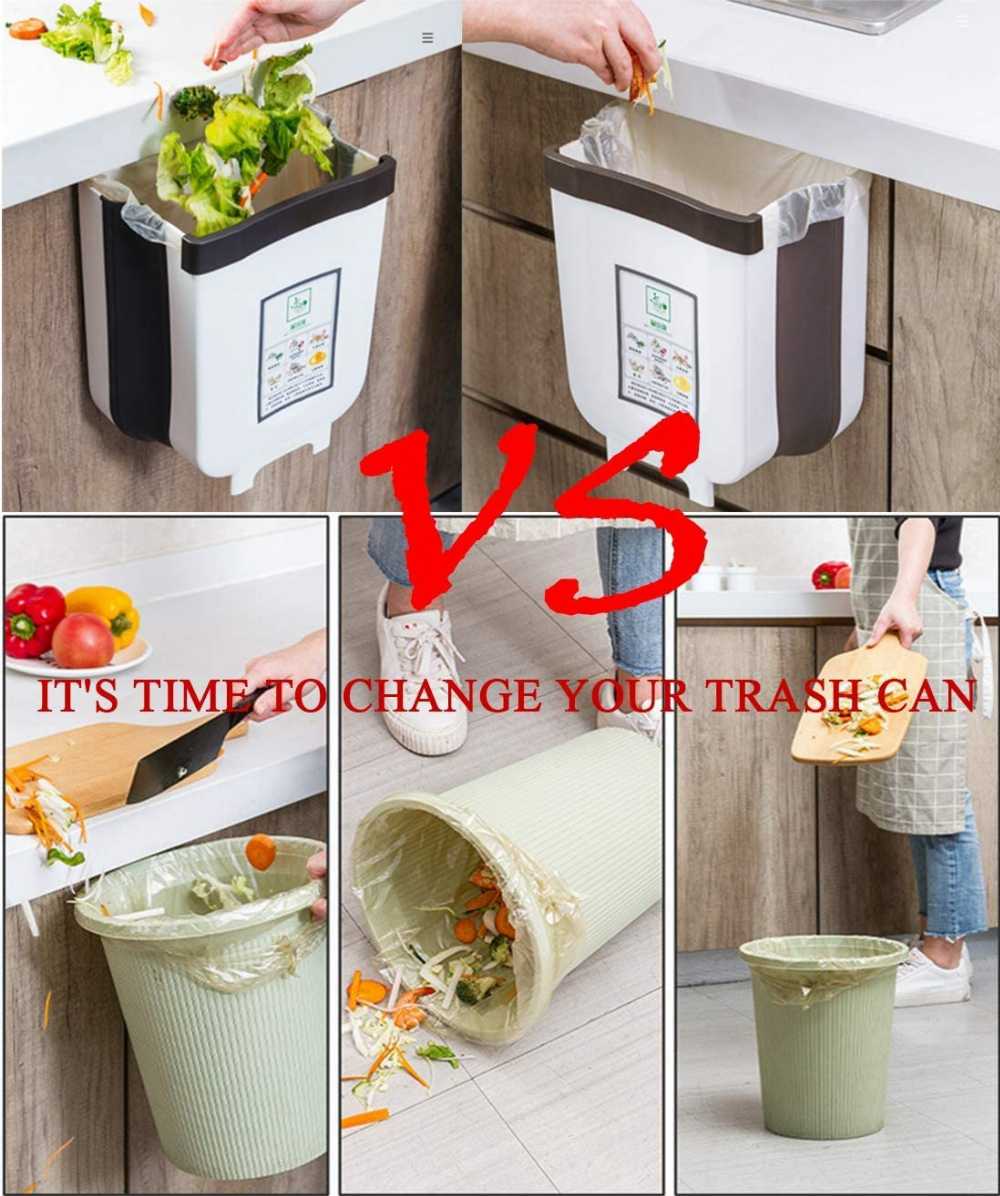 Foldable Hanging Trash Can – Wall-Mounted Kitchen Cabinet Waste Bin