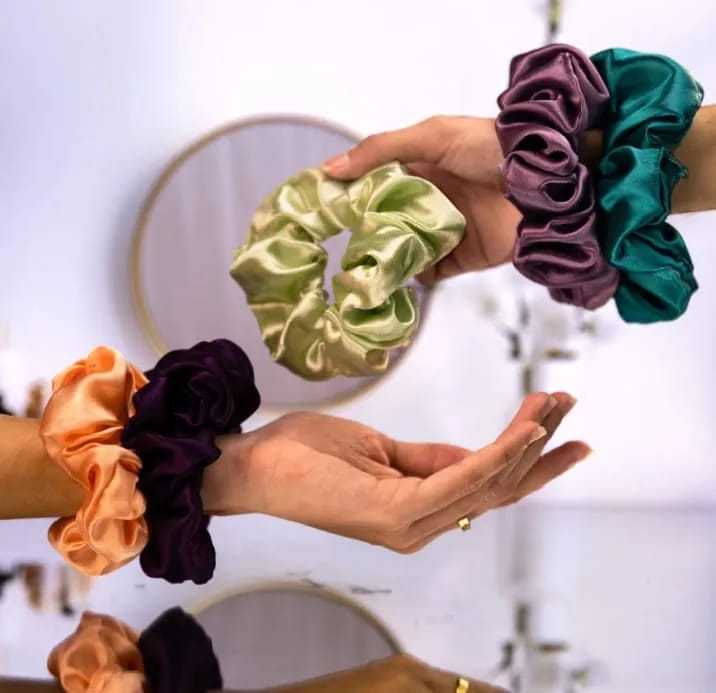 Premium Silk Scrunchies for Girls – Pack of 4 Luxury Hair Ties for Frizz-Free Hair