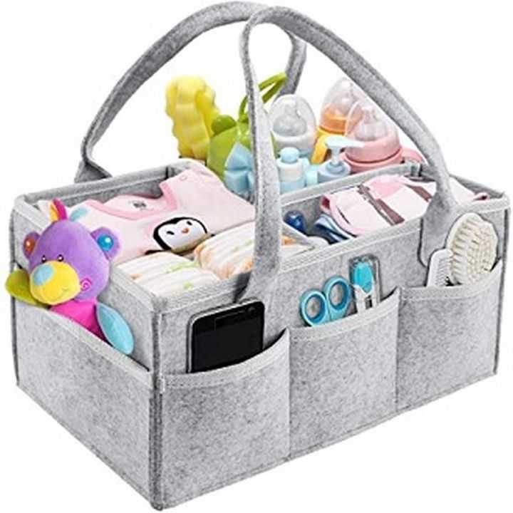 Baby Diaper Caddy Organizer – Portable Nursery Storage Basket with Dividers