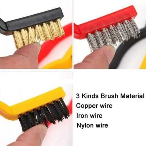 3-Piece Kitchen Cleaning Wire Brush Set – Steel, Brass & Nylon Brushes