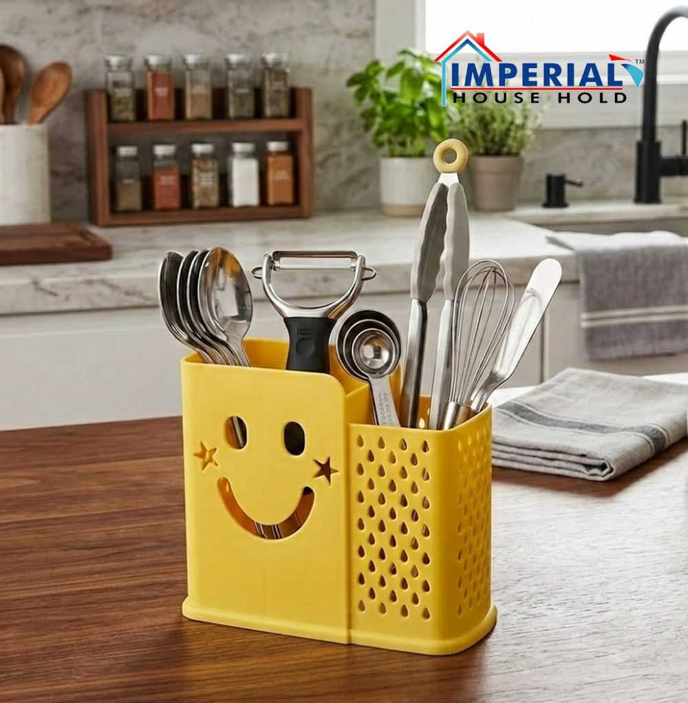 Imperial Household Cutlery Drainer – 2-Compartment Plastic Utensil Organizer