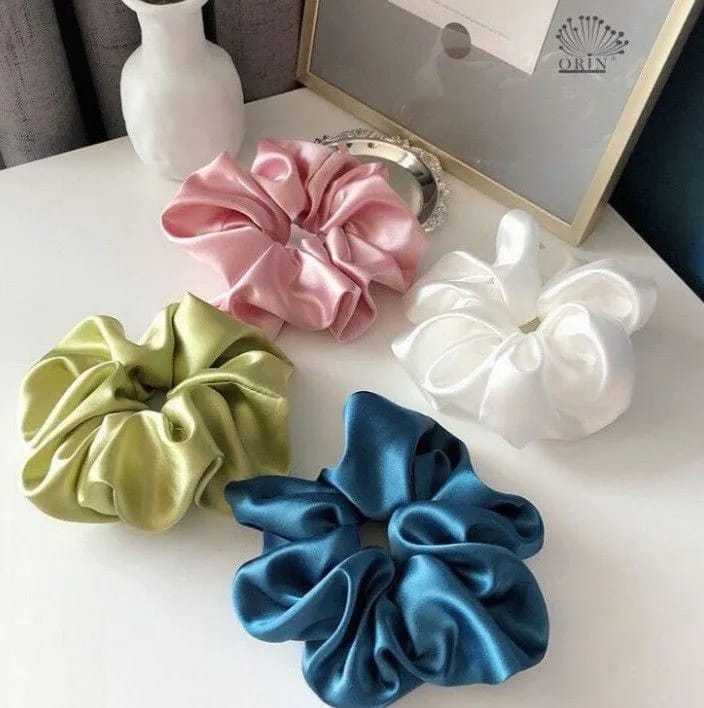 Premium Silk Scrunchies for Girls – Pack of 4 Luxury Hair Ties for Frizz-Free Hair