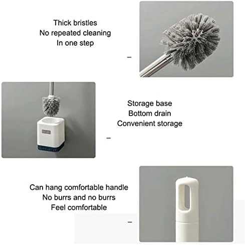Toilet Brush Bathroom Wall-mounted Toilet Cleaner Kit without Dead Angles Base Included Toilet Brush