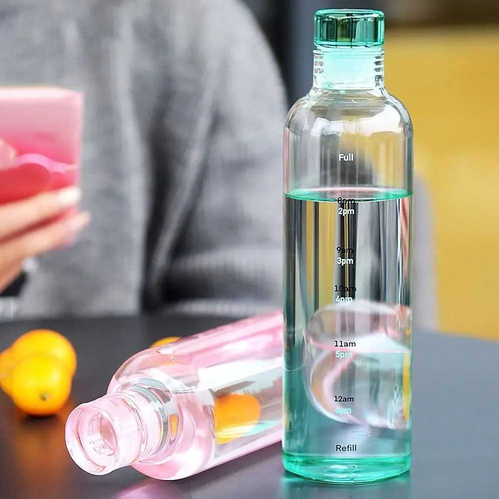 Water Bottle INS Style Timescale Transparent Tea Coffee Cup Leakproof
