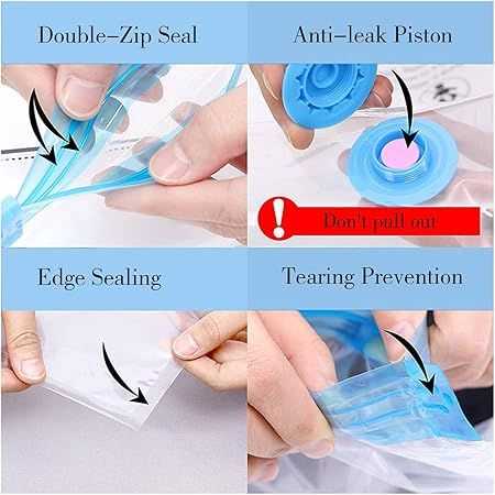 Vacuum Storage Bags Set (5 Bags + 1 Pump) – Space Saving Compression Bags