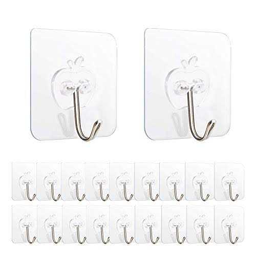Pack of 10 Adhesive Single Hooks – Heavy Duty Transparent Wall Hooks