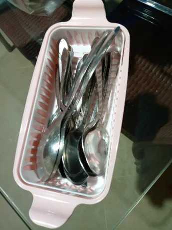 Cutlery Holder with Lid – Dust-Proof Spoon & Fork Organizer with Strainer