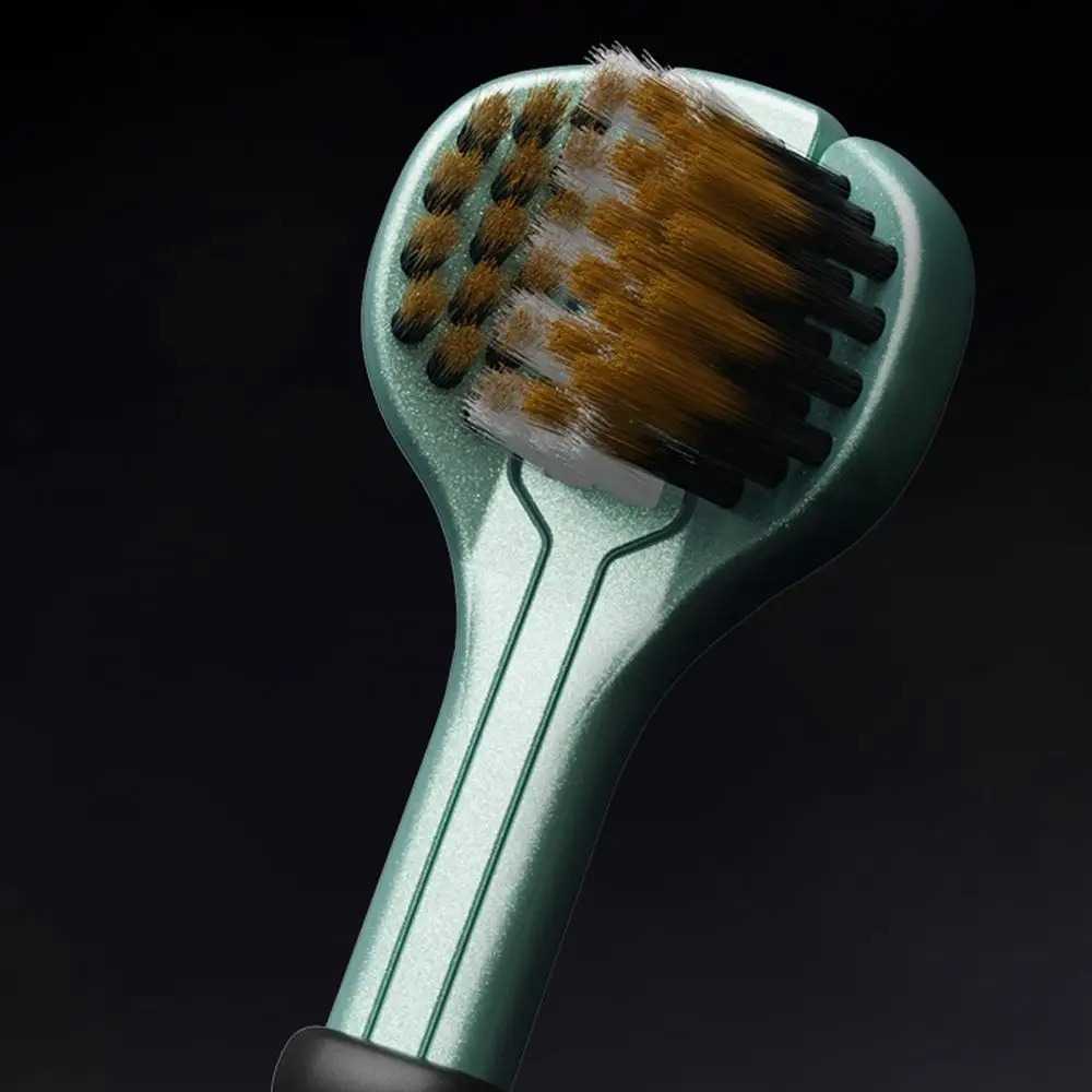 3D Stereo Three-Sided Toothbrush Ultra Fine Soft Hair Adult Toothbrushes Tongue Scraper Oral Care 360° Cleaning Teeth Brush