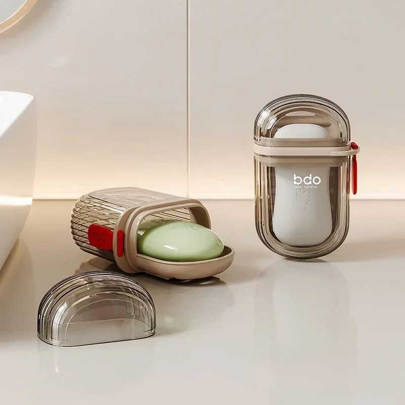 Travel Soap Dish With Drain Water Bathroom Supplies Portable Gadgets For Traveling Holder Container Accessories Case Storage Box