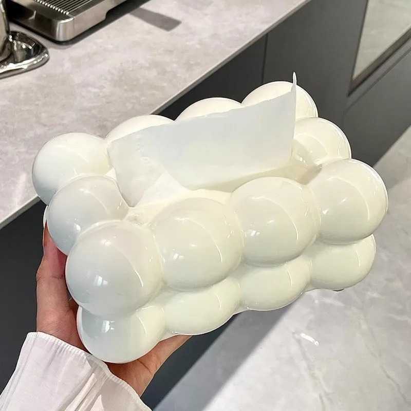 1Pcs White Cloud Tissue Box Creative Bubble Cloud Tissue Box for Toilet Built in Automatic Lifting Spring Paper Living Room Box