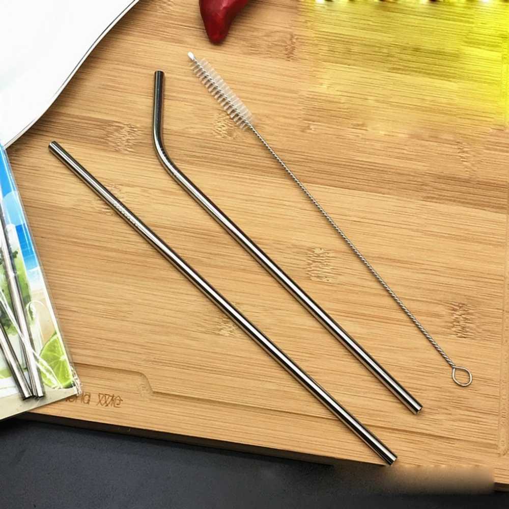 Stainless Steel Reusable Straws Drinking Bottle Cups Straw Brush Kit Portable Metal Drinkware Accessories