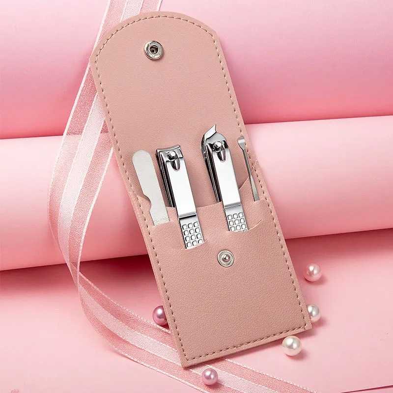 4PCS Stainless Steel Nail Set with Slant Tip Cuticle & Ear Spoon Manicure Pedicure Kit