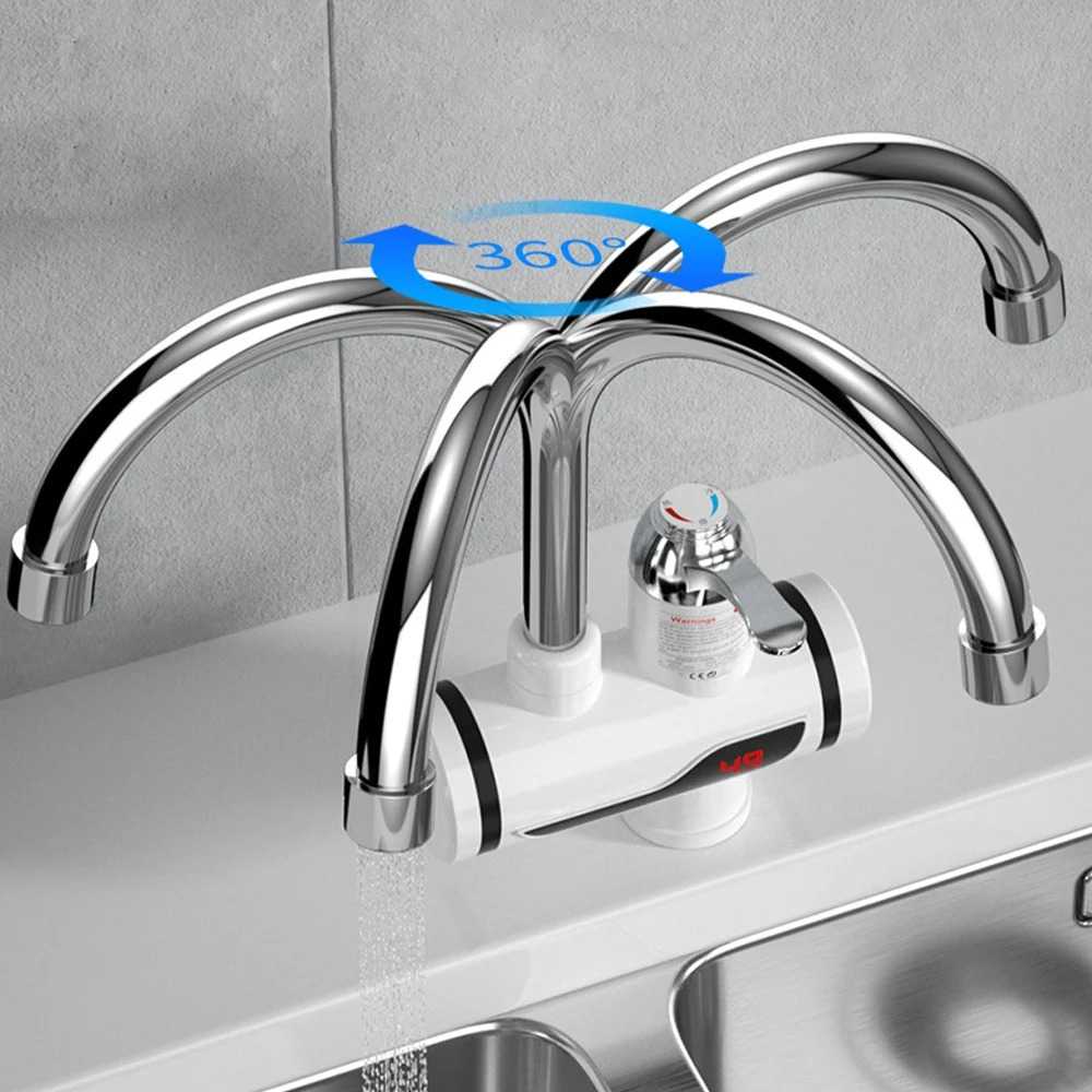 Instant Tankless Electric Hot Water Faucet with LED Digital Display Kitchen Fast Inflow Heating Tap Heater EU/UK Plug