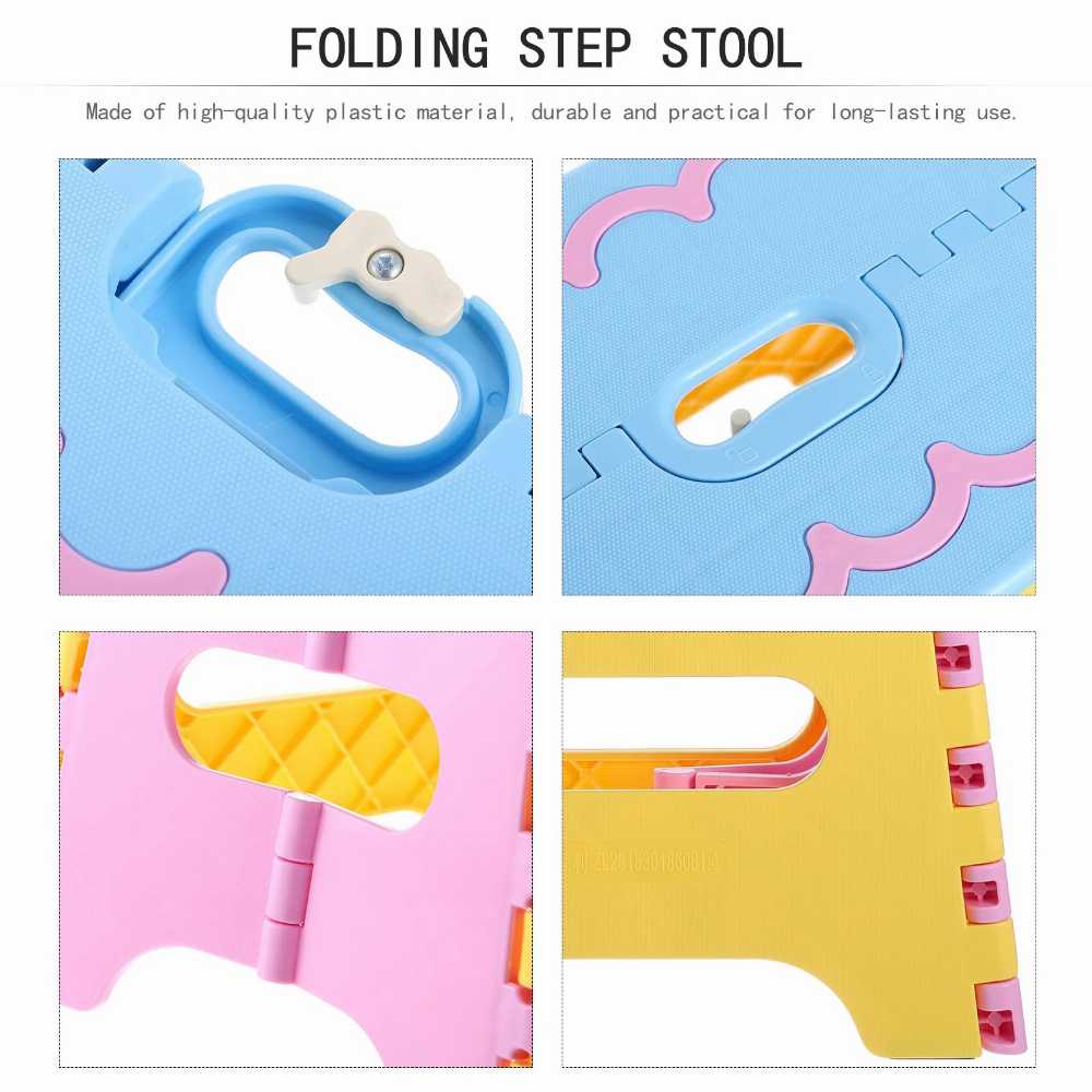 Portable Folding Step Stool Plastic Kids Adults Kitchen Bathroom Office Garden Camping Fishing Easy Carrying Handle