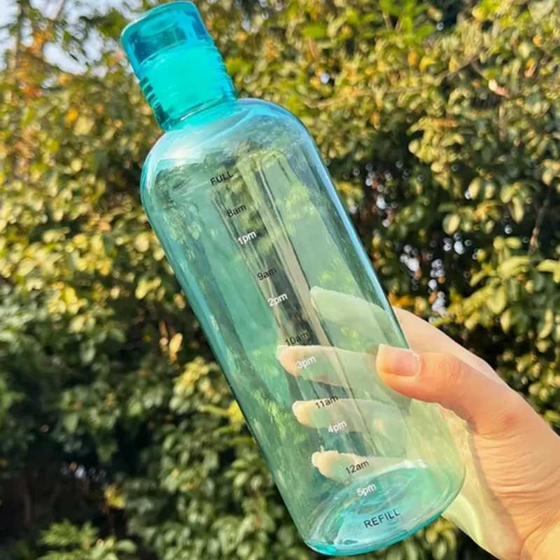 Transparent Water Bottle with Blue Lid | Durable PC Material, Leak-Proof Design
