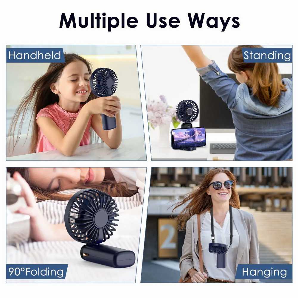 USB Mini Handheld Fan Portable Quiet Rechargeable for Office Home, and Outdoor Use