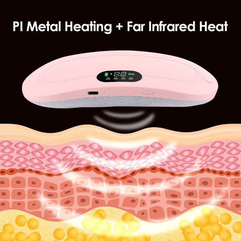 Heated Massage Warm Palace Belt Hot Compression Vibration Belt Abdomen Waist Stomach Warming Pain Relief Heating Massage Device