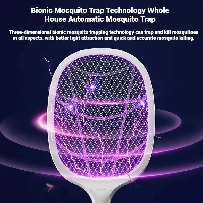 Mosquito Swatter Electric Mosquito Killer Lamp 2 in1 Mosquito Swatter USB Chargeable Mosquito Trap Home Flying Insect Repellent