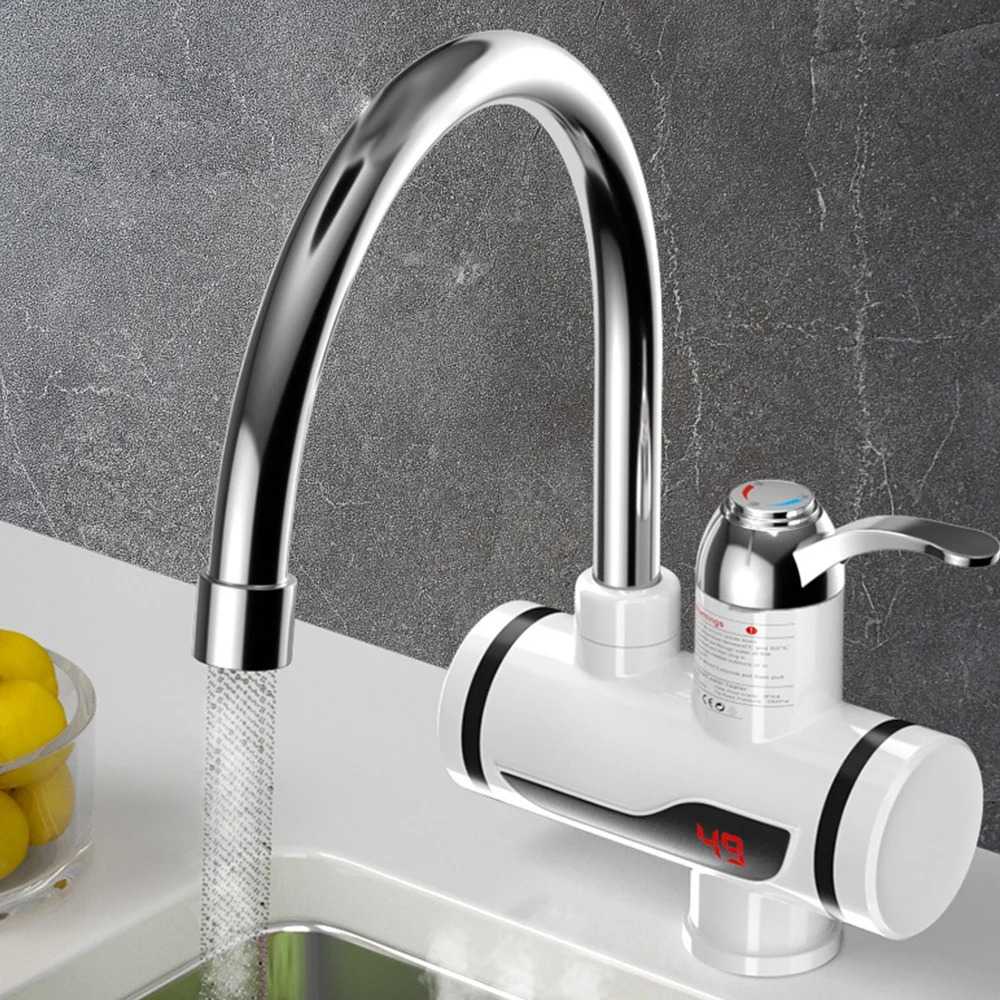 Instant Tankless Electric Hot Water Faucet with LED Digital Display Kitchen Fast Inflow Heating Tap Heater EU/UK Plug