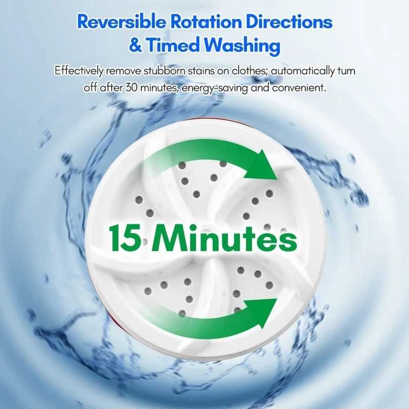 Mini Washing Machine Portable USB Ultrasonic Washer Machine 30 MINS Timing Auto-shut for Underwear Socks Towels