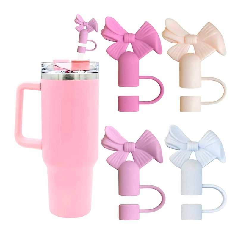buy 1 get 1 free Straw Cover Cap for Stanley Cup Silicone Straw Topper 10mm Bow Animal Straw Tips 3D Dust-Proof Straw Cap Drinking Reusable
