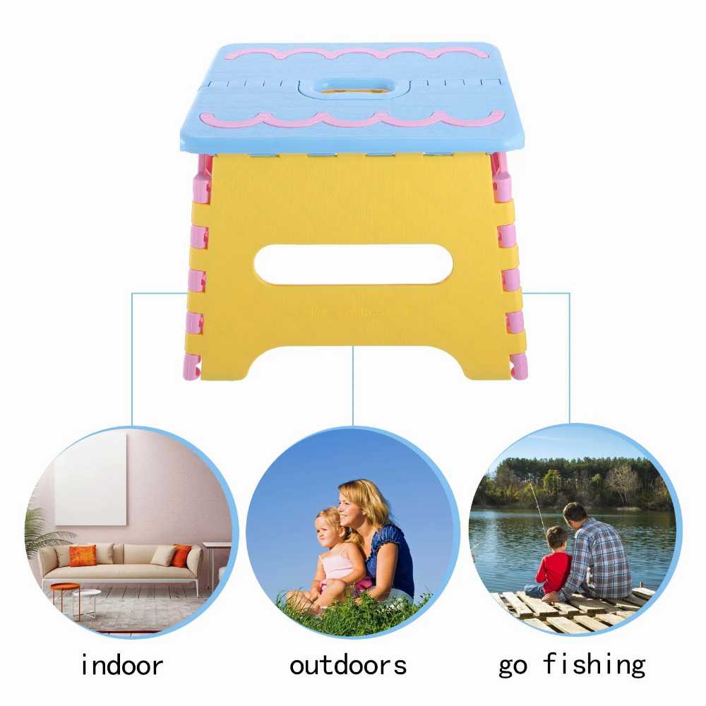 Portable Folding Step Stool Plastic Kids Adults Kitchen Bathroom Office Garden Camping Fishing Easy Carrying Handle