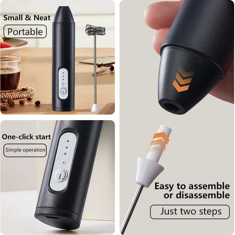 Wireless USB Milk Frother Handheld Coffee Blender Cappuccino Cream Whisk Mixer