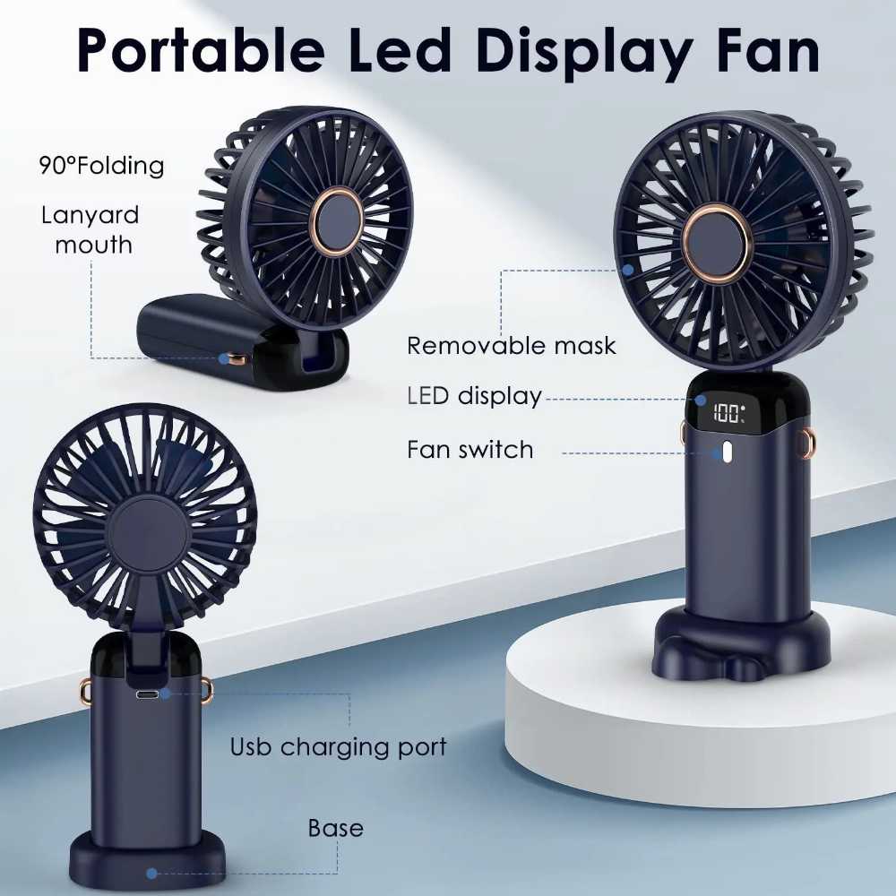USB Mini Handheld Fan Portable Quiet Rechargeable for Office Home, and Outdoor Use