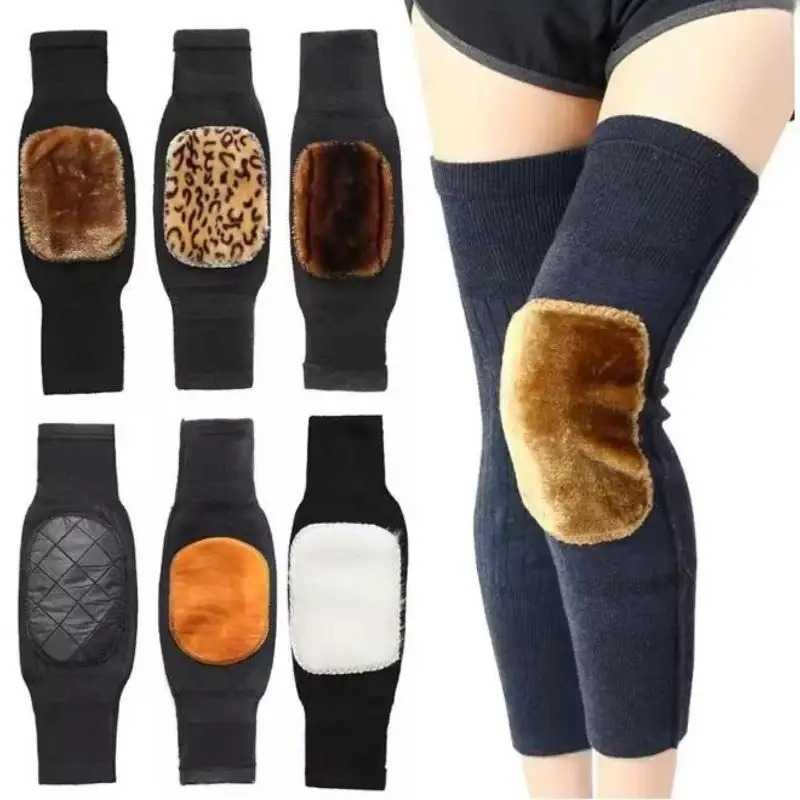 1 Pair Thermal Knee Pads for Arthritis Pain Winter Faux cashmere Knee Warmers Unisex Thicken Elastic Knee Sleeves for Warmth