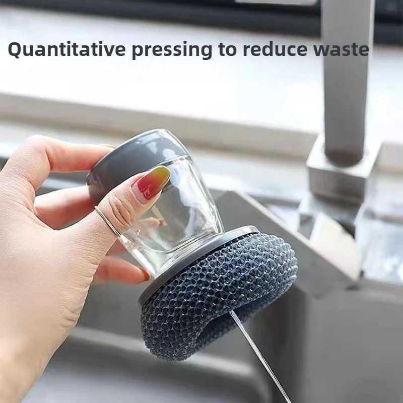 Kitchen Soap Dispensing Palm Brush Washing Liquid Dish Brush Soap Pot Utensils with Dispenser Cleaning