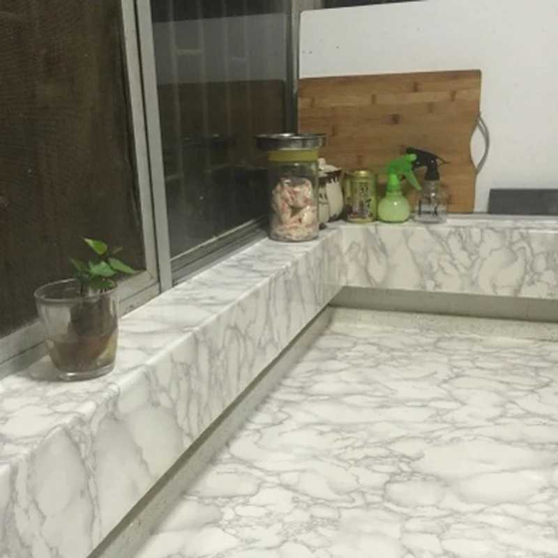PVC Waterproof Marble Self-Adhesive Wall Stickers Old Furniture Decorative Film Bedroom Windowsill Tabletop Renovation Wallpaper