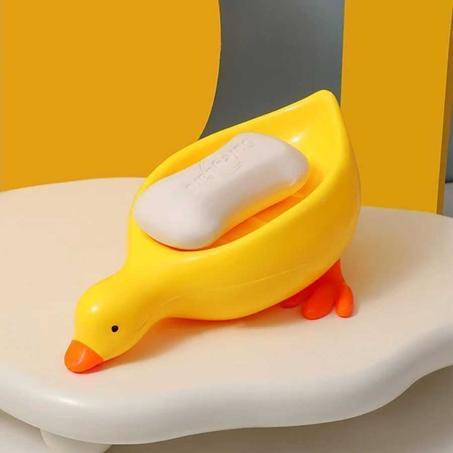 1Pc White Duck-Shaped Soap Rack, Plastic small size