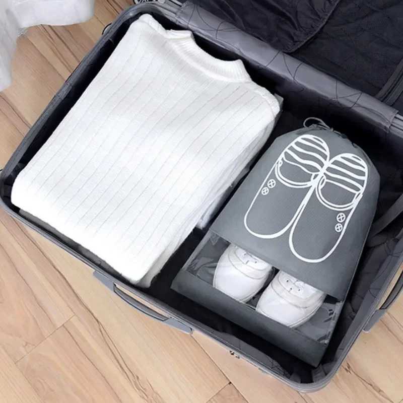 Non-woven Shoes Bag Shoes Storage Bag Travel Storage Shoes Bags Portable Waterproof Dustproof Tote Drawstring Shoes Storage Bag