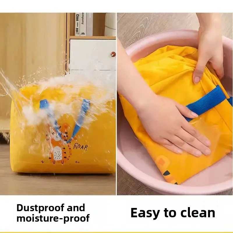 Cartoon Cotton Quilt Bag Foldable Handheld Children's Storage Bag Moisture Proof Clothing Quilt Bag for Kindergar