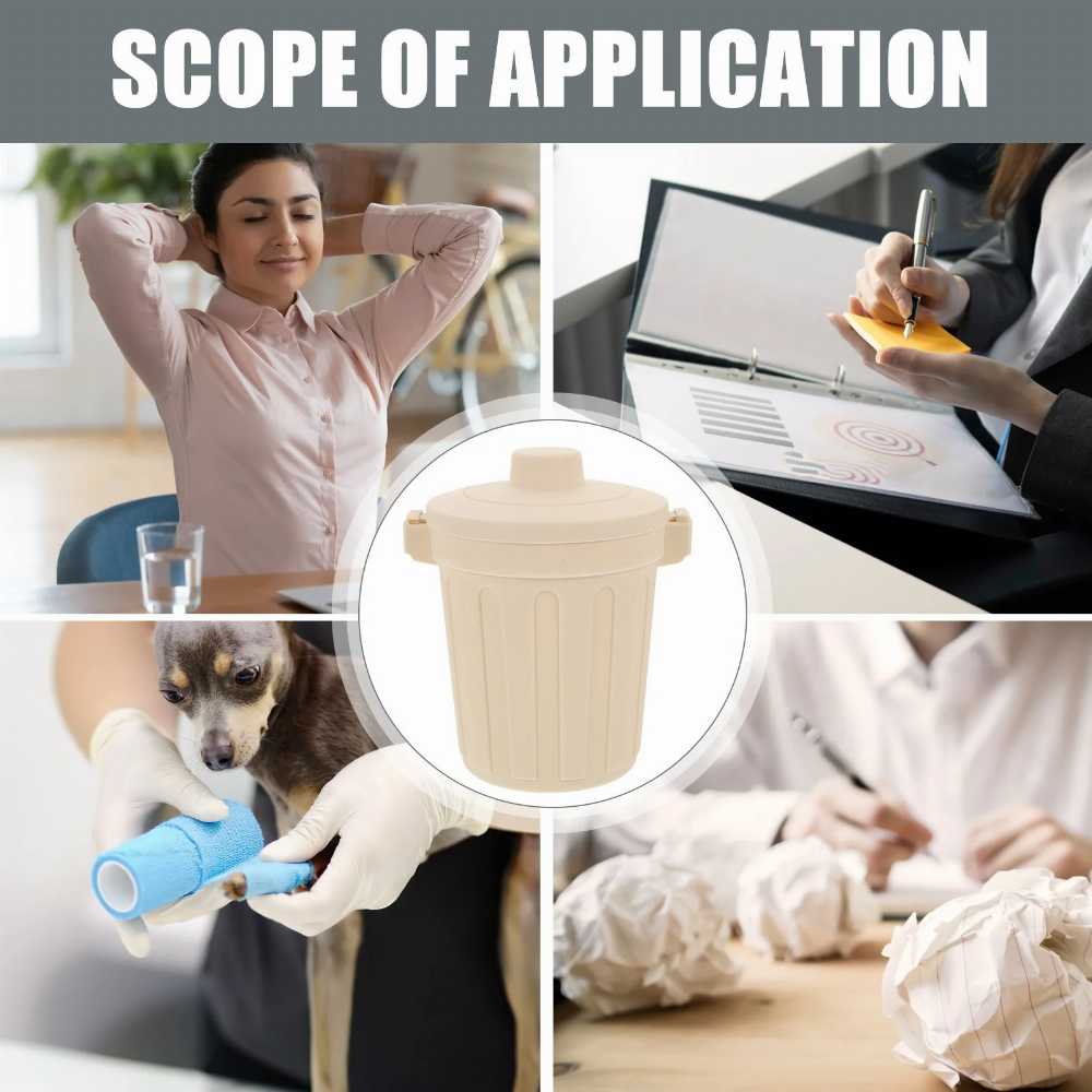 Plastic Desk Trash Can Small Desktop Storage Trash Container Pencil Pen Holder Makeup Brush Organizer for Office Bedroom