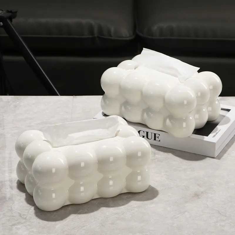 1Pcs White Cloud Tissue Box Creative Bubble Cloud Tissue Box for Toilet Built in Automatic Lifting Spring Paper Living Room Box