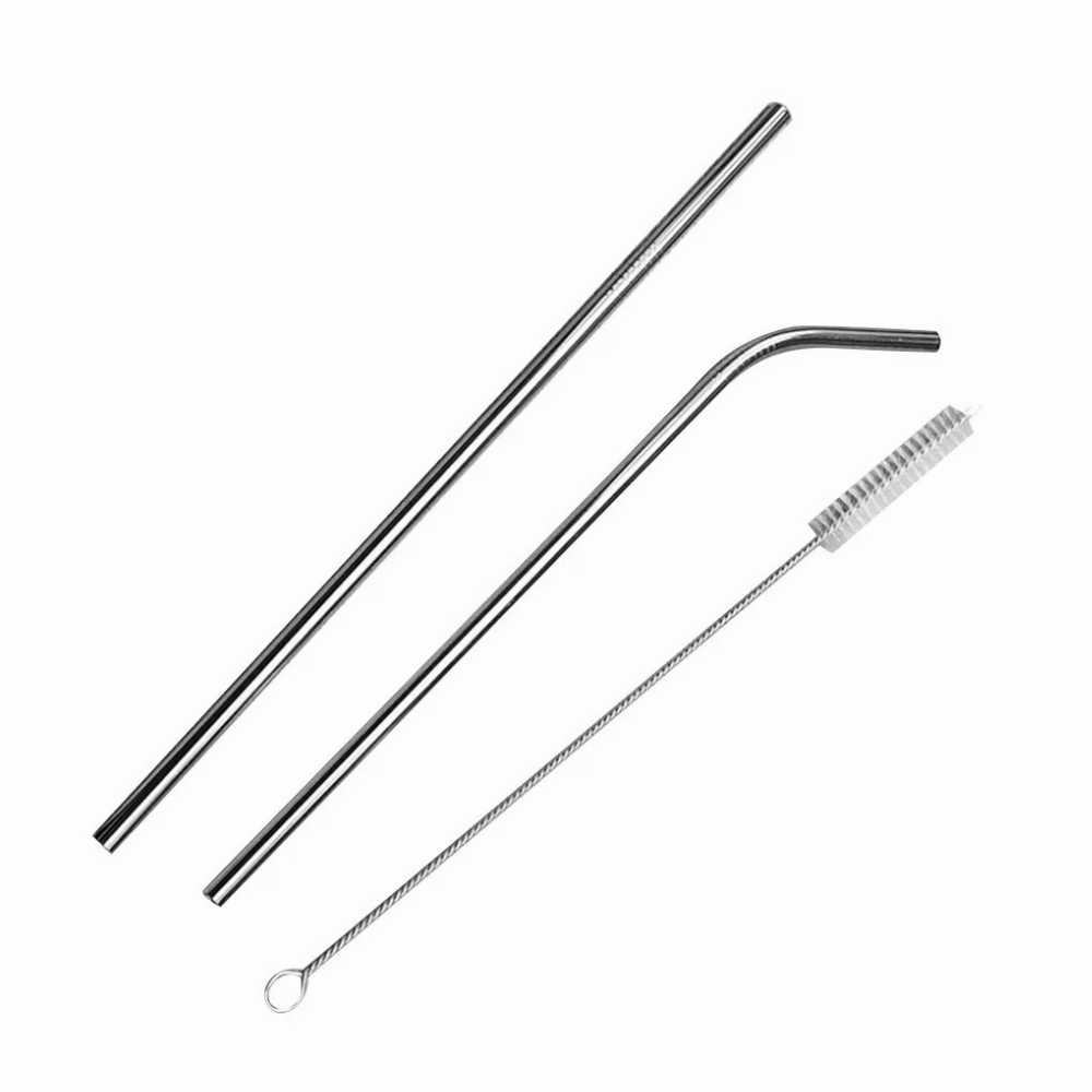 Stainless Steel Reusable Straws Drinking Bottle Cups Straw Brush Kit Portable Metal Drinkware Accessories