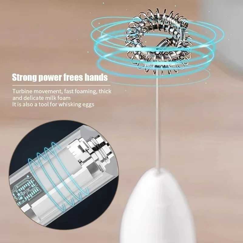 2in1 Handheld coffee machine, portable egg beater, rechargeable 3-speed beverage, jam, milk frother, household kitchen food mixer