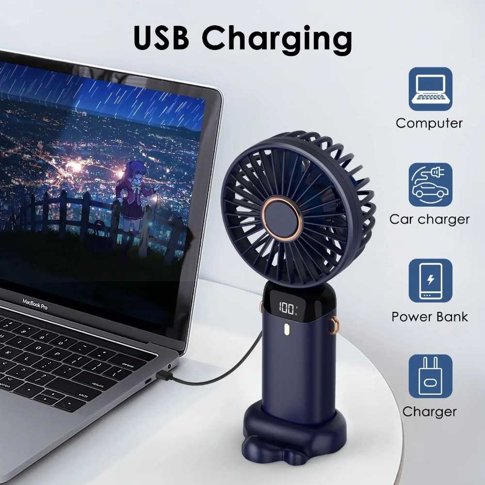USB Mini Handheld Fan Portable Quiet Rechargeable for Office Home, and Outdoor Use