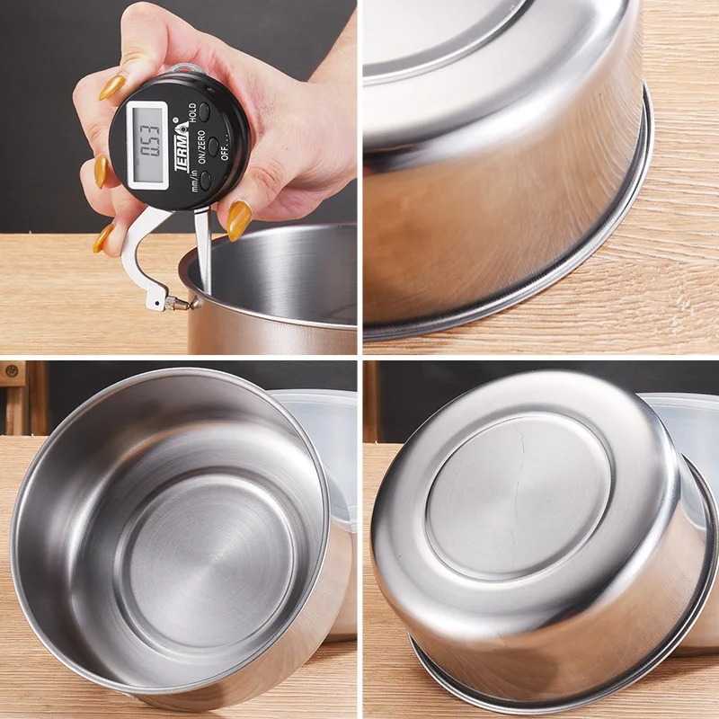 5Pcs Stainless Steel Microwavable Lunch Box Round Picnic Food Sealed Storage Containers Fresh-Keeping Bowl Kitchen Accessories