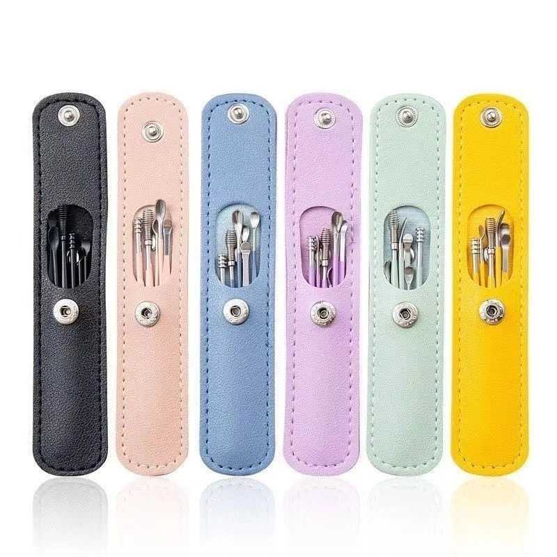 6Pcs Ear Digging Spoon Set Long Head Spiral Spring Ear Spoon Easy Clean Stainless Steel Portable Ear Care Cleaning Tools Set