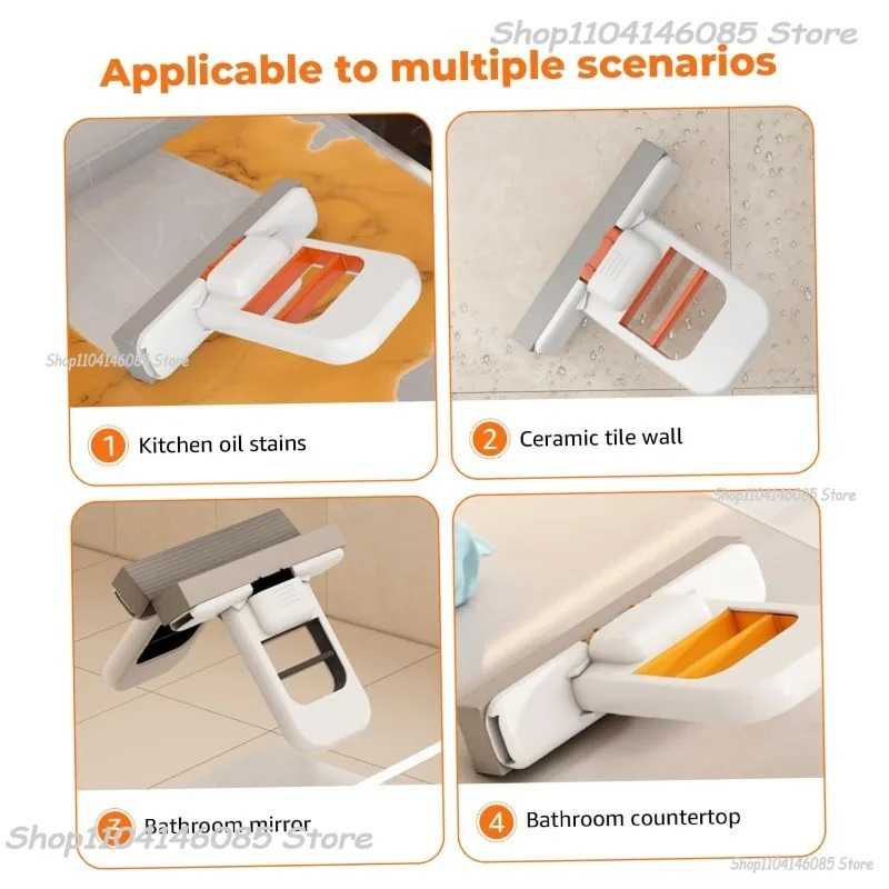 Foldable Portable Handheld Mini Mop Cleaning Desktop Mop Home Replacement for Bathroom Kitchen Desktop Glass Living Room Car